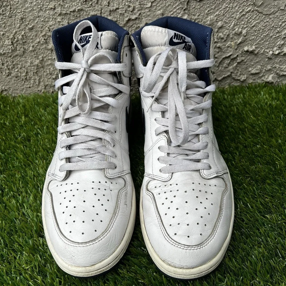 Jordan 1 Shoes Men Size 13 Retro OG High Metallic Navy White/Midnight Navy